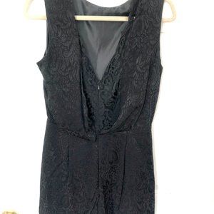 Vintage Black Satin & Lace Romper